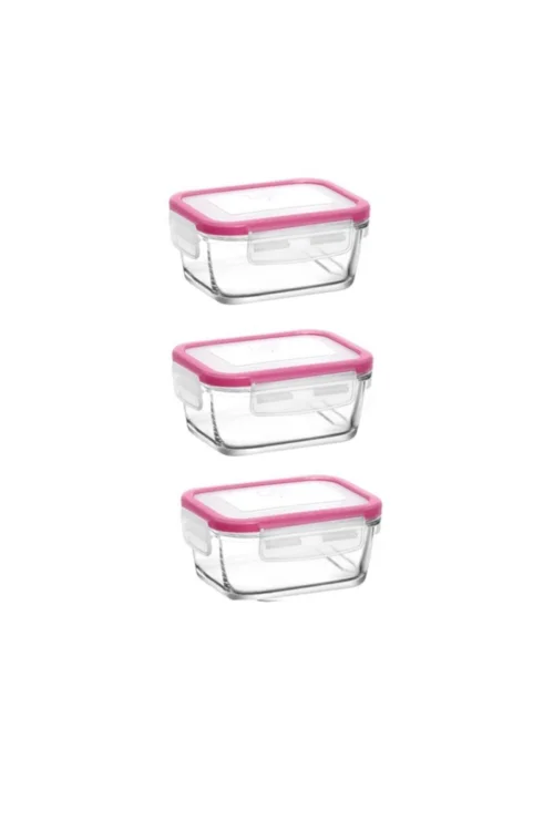 LAV Fresco 3-Piece Glass Food Storage Containers Set with Pink