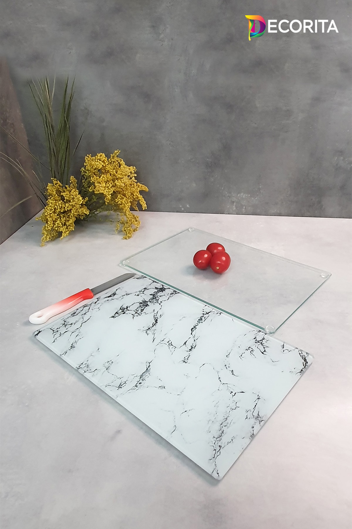 RICO Glass Cutting Board Glass Cutting Table 2 sets of white